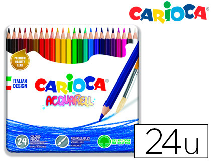 CARIOCA - Lapices de colores acuarelable caja metalica de 24 colores surtidos (Ref. 42860)