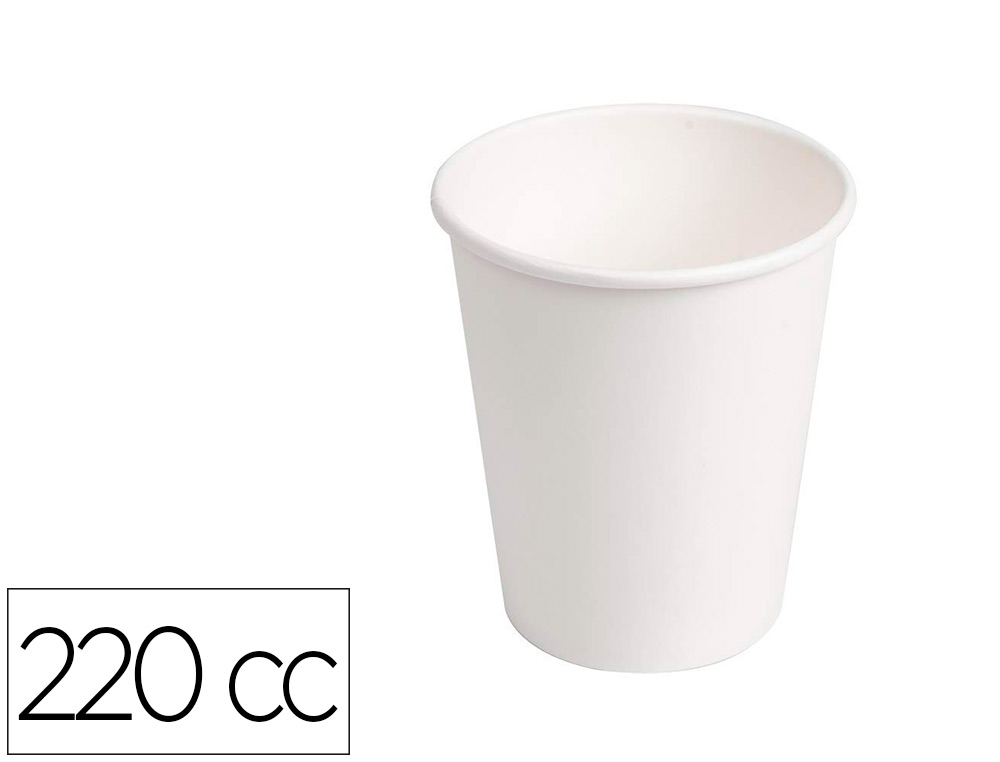 Vaso de carton biodegradable blanco 220 cc paquete de 50 unidades (Ref. 102619)