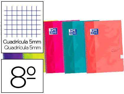 OXFORD - Cuaderno espiral ebook 4 tapa extradura 8 120 hojas cuadricula 5 mm colores surtidos touch (Ref. 400088285)