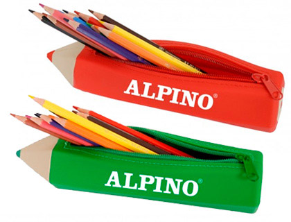 ALPINO - Bolso escolar portatodo forma lapiz soft con 12 lapices de colores (Ref. UA000152)
