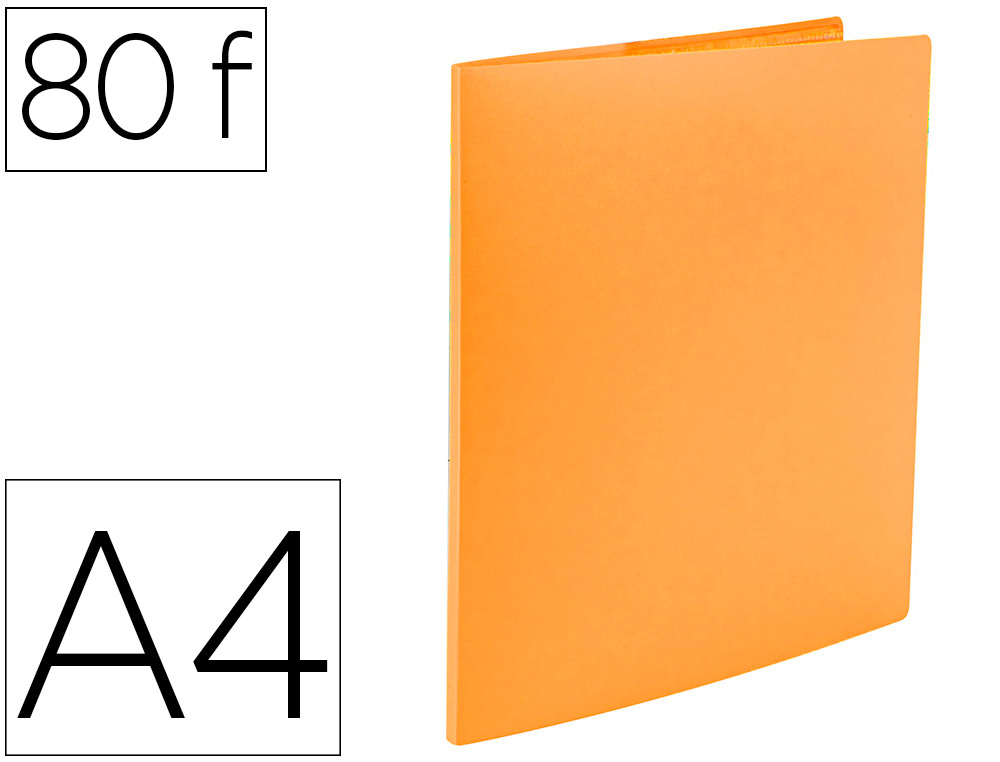 LIDERPAPEL - Carpeta escaparate 80 fundas polipropileno din A4 naranja fluor opaco (Ref. EC97)