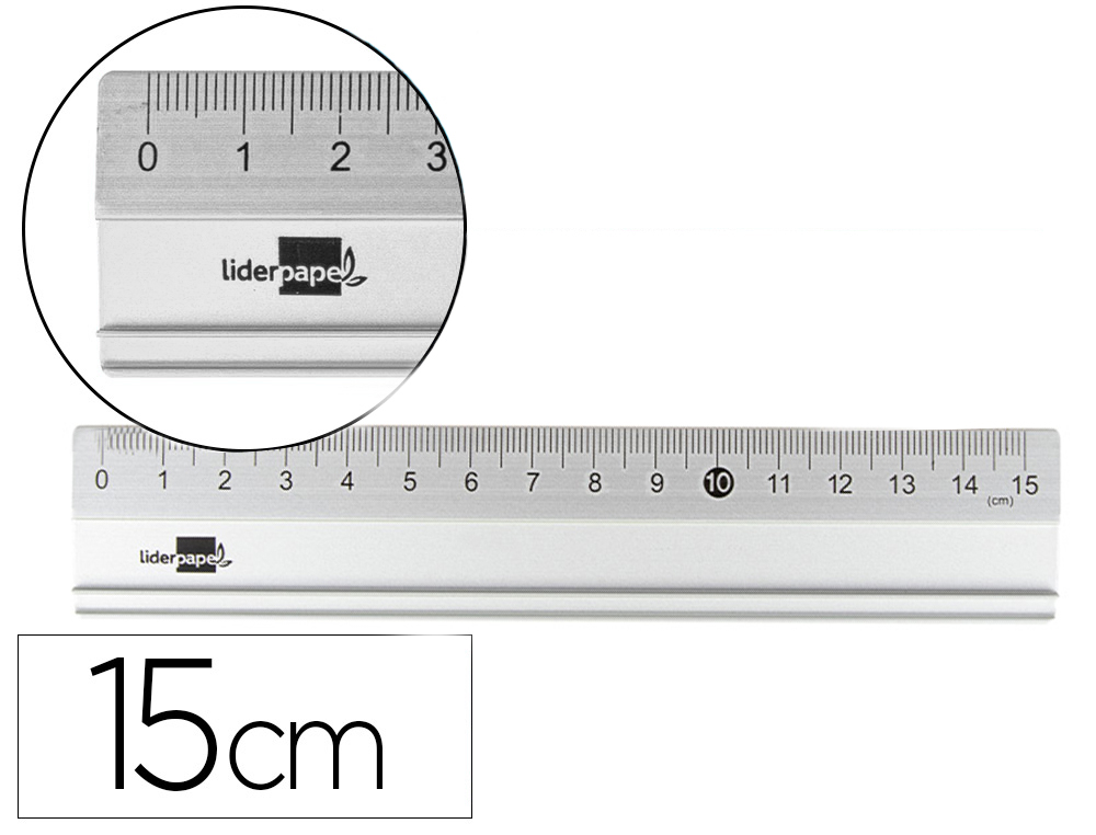 LIDERPAPEL - Regla metalica aluminio 15 cm (Ref. RG13)