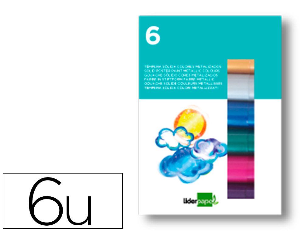 LIDERPAPEL - Tempera solida en barra escolar 10 gr caja de 6 colores surtidos (Ref. TP71)