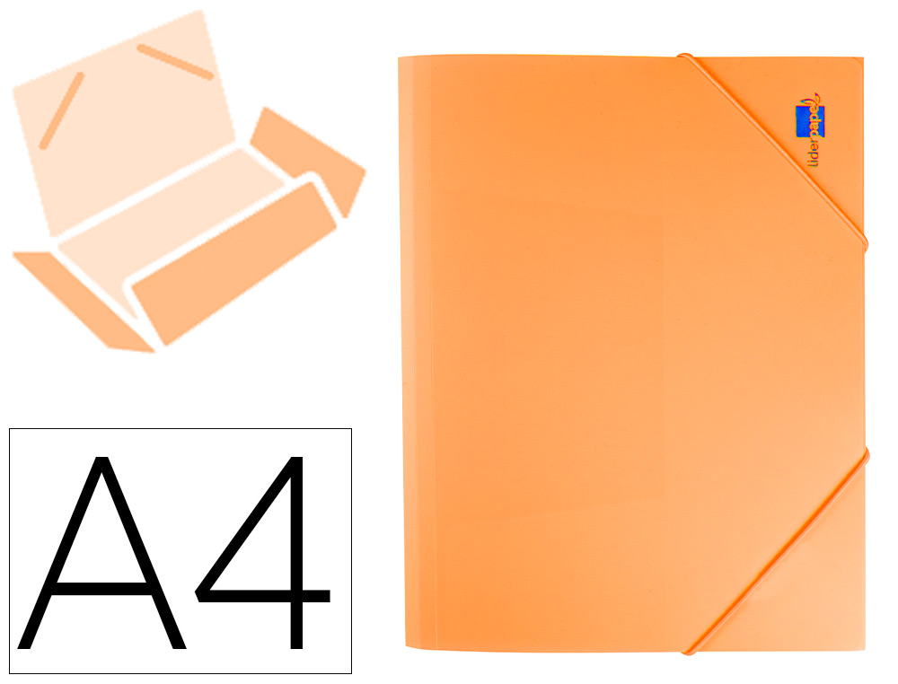 LIDERPAPEL - Carpeta gomas solapas polipropileno din A4 naranja fluor opaco (Ref. GC15)