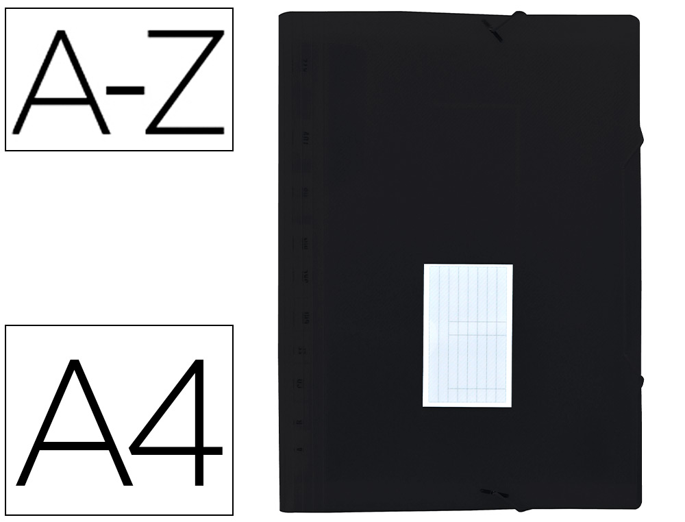 LIDERPAPEL - Carpeta clasificador fuelle polipropileno din A4 negro opaco 13 departamentos (Ref. FU35)