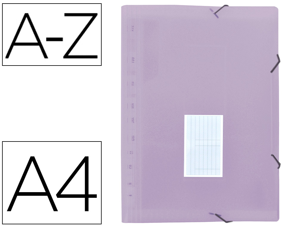 LIDERPAPEL - Carpeta clasificador fuelle polipropileno din A4 lavanda opaco 13 departamentos (Ref. FU38)