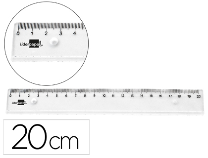 LIDERPAPEL - Regla plastico irrompible transparente 20 cm (Ref. RG14)