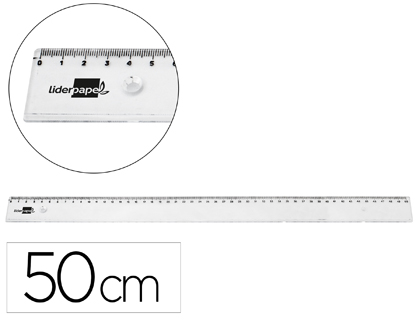 LIDERPAPEL - Regla plastico irrompible transparente 50 cm (Ref. RG17)