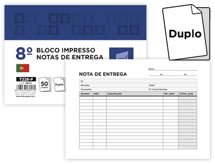 LIDERPAPEL - Talonario entregas octavo apaisado 228 duplicado -texto en portugues (Ref. T228-P)