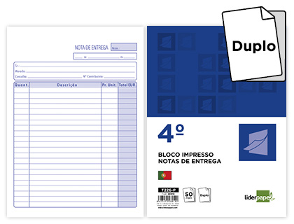 LIDERPAPEL - Talonario entregas cuarto 226 duplicado -texto en portugues (Ref. T226-P)