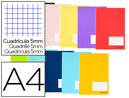 LIDERPAPEL - Libreta smart A4 tapa blanda 80 hojas 60g/m2 cuadro 5 mm con margen colores surtidos (Ref. LA27)