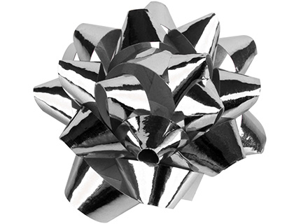 LIDERPAPEL - Lazos fantasia medianos color plata metalizado (Ref. LZ08)