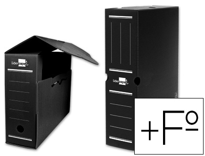 LIDERPAPEL - Caja archivo definitivo plastico negro 387x275x105 mm (Ref. DF18)