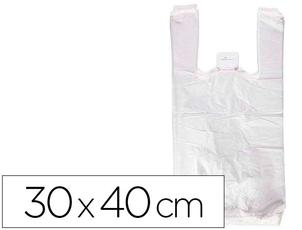 Bolsa camiseta reciclada 70% 50 mc 30x40 cm apta legislacion de bolsas 2021 (Ref. 3004044)