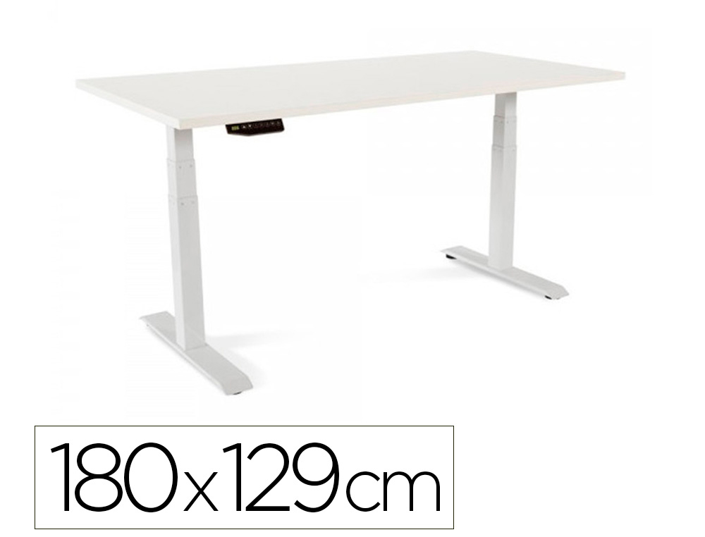 ROCADA - Mesa regulable en altura electricamente hasta 129 cm estructura de acero tablero 180 cm color blanco (Ref. 2003XCR04)