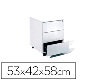 ROCADA - Cajonera metalica con tres cajones serie store 58x40x59,5 cm acabado ac13 blanco/blanco (Ref. 4054AC15)