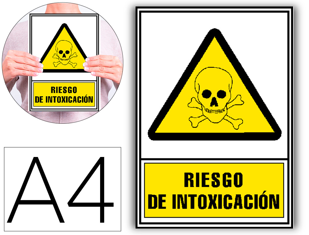 ARCHIVO 2000 - Pictograma riesgo de intoxicacion pvc amarillo luminiscente 210x297 mm (Ref. 6172-02 AM)