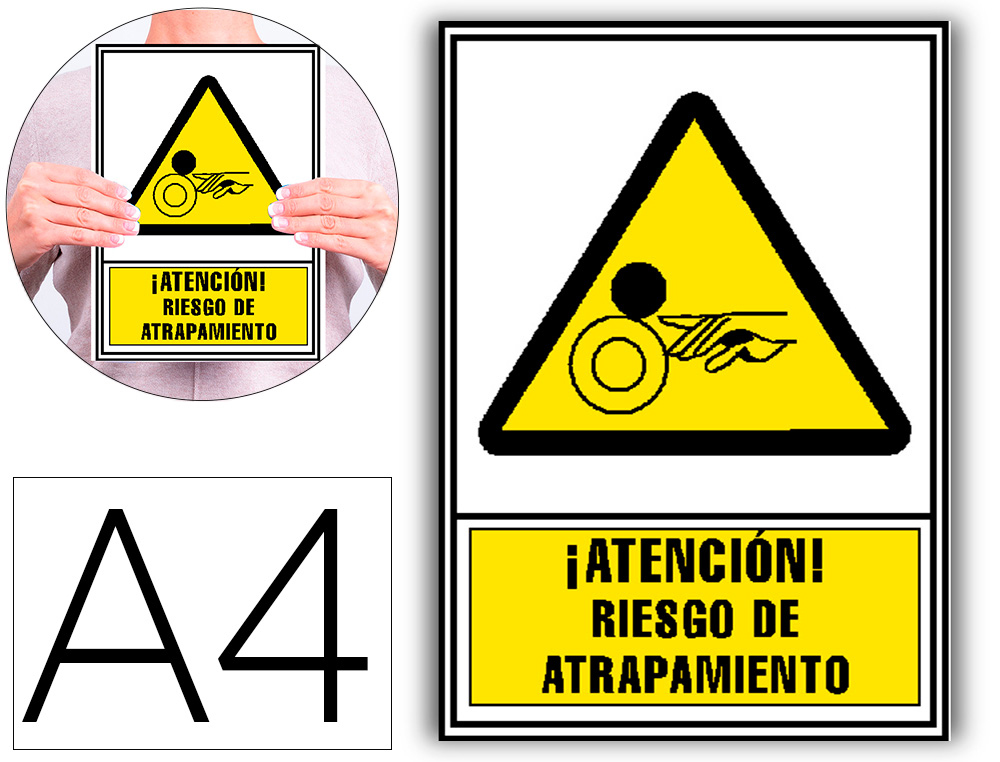 ARCHIVO 2000 - Pictograma atencion riesgo de atrapamiento pvc amarillo luminiscente 210x297 mm (Ref. 6172-07 AM)