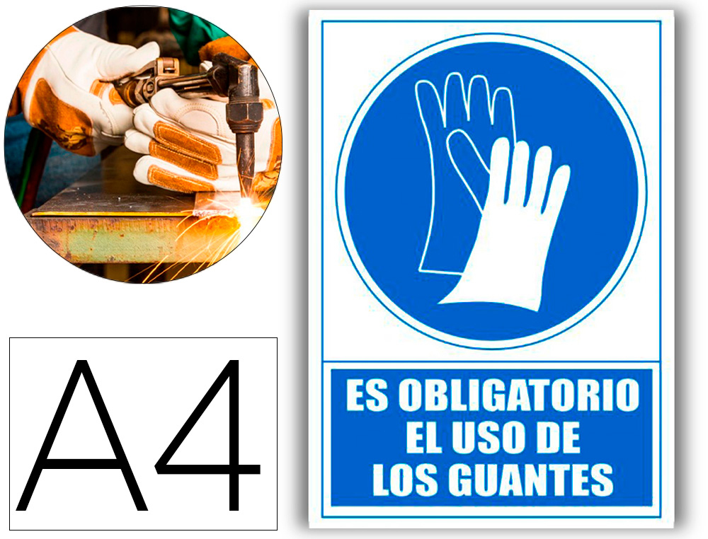ARCHIVO 2000 - Pictograma obligatorio uso de guantes pvc azul luminiscente 210x297 mm (Ref. 6173-03 AZ)