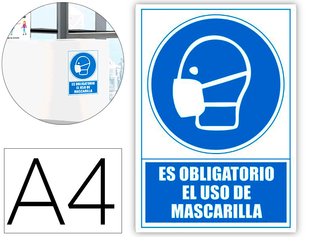 ARCHIVO 2000 - Pictograma obligatorio el uso de mascarilla pvc color azul 210x297 mm (Ref. 6173-11 AZ)
