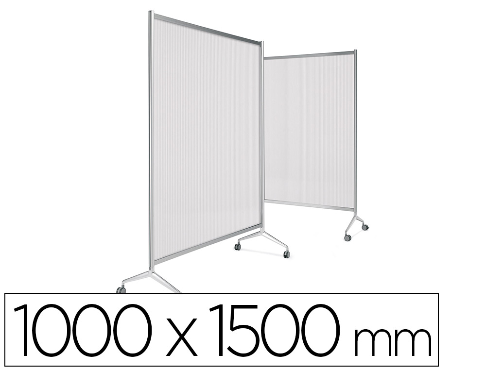 PLANNING SISPLAMO - Mampara ten-limit policarbonato acanalado translucido con ruedas 1000x1500 mm (Ref. TL/150/PX)