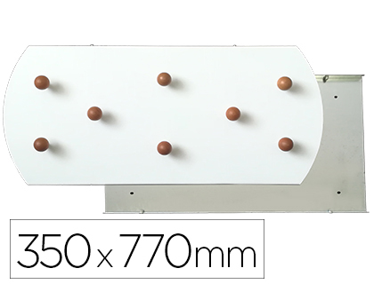 SIE - Perchero pared blanco 8 colgadores madera haya 350x770 mm (Ref. 671)