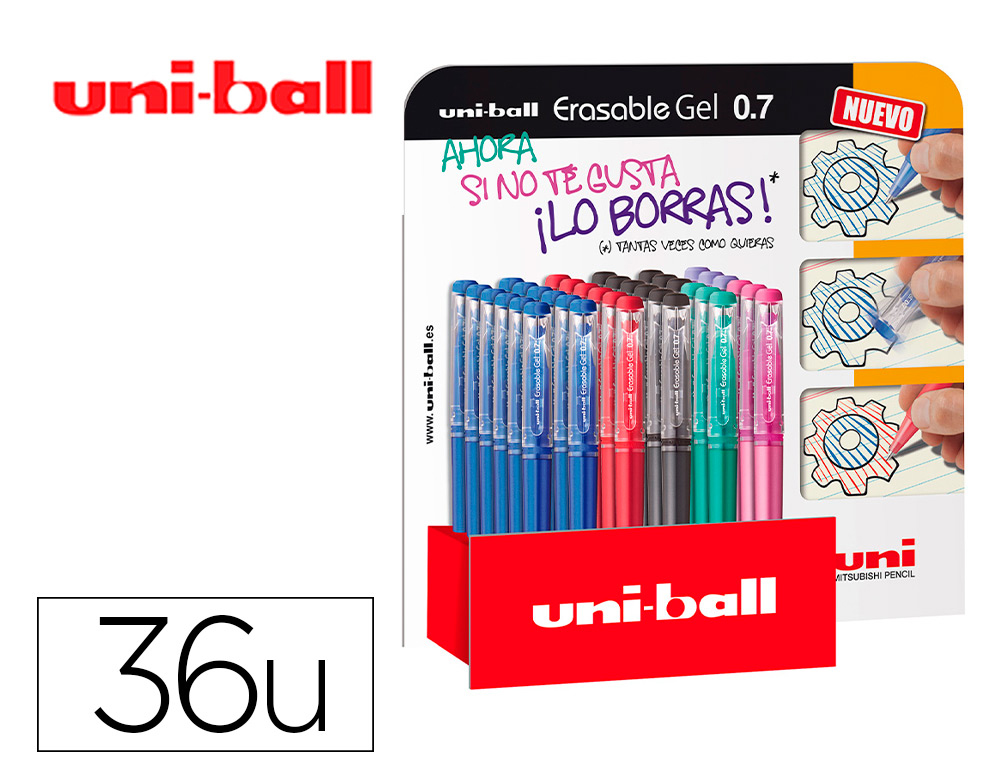 UNI-BALL - UNIBALL - Rotulador roller uf-222 tinta gel borrable 0,7 mm expositor de 36 unidades colores surtidos (Ref. 182634756)