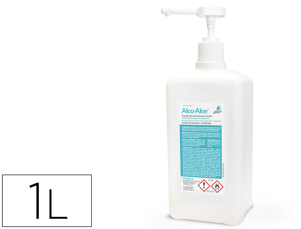 Gel hidroalcoholico alco aloe para manos limpia y desinfecta bote dosificador de 1000 ml (Ref. 155797.1)