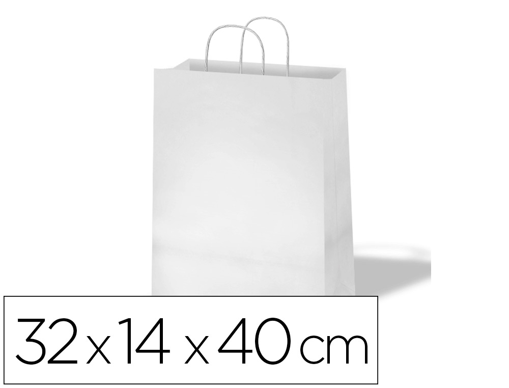 Bolsa de papel basika celulosa blanco asa retorcida tamaño \&quot;l\&quot; 320x140x400 mm (Ref. 02104013)