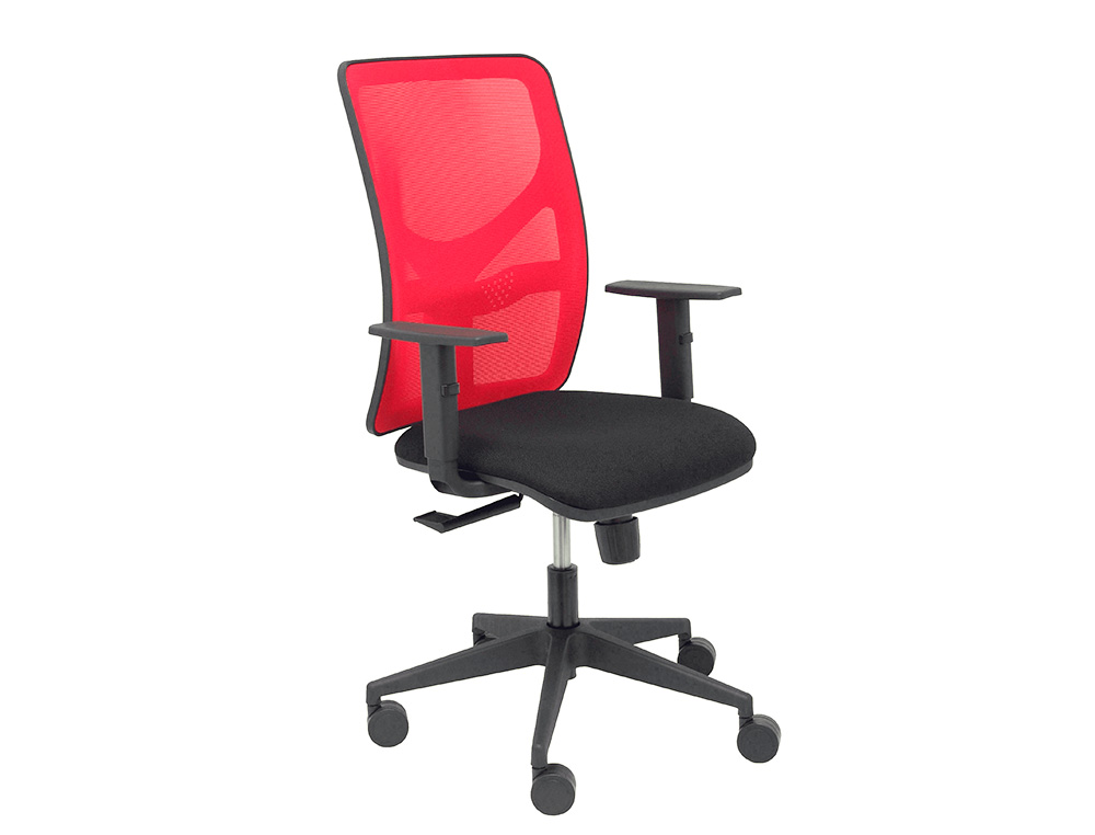 PIQUERAS Y CRESPO - Silla de oficina pyc motilla con brazos regulable respaldo en malla y asiento bali en tela color rojo/ negro (Ref. 21SM350B840B10)