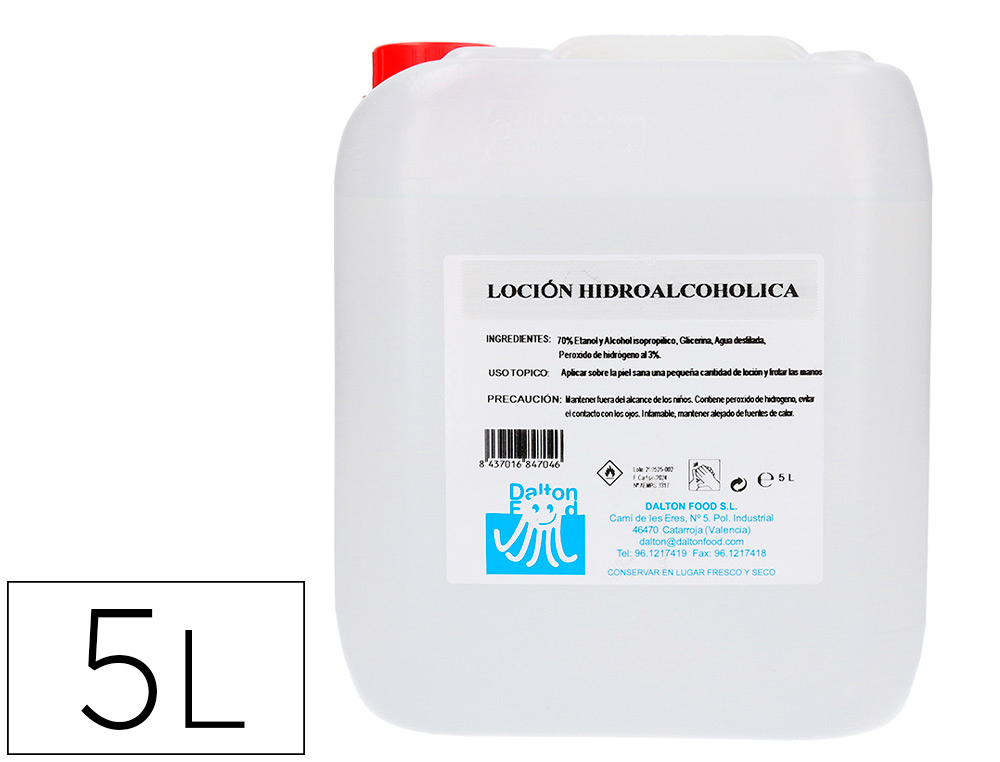 Gel hidroalcoholico para manos limpia y desinfecta sin aclarado garrafa 5 litros (Ref. 161807)