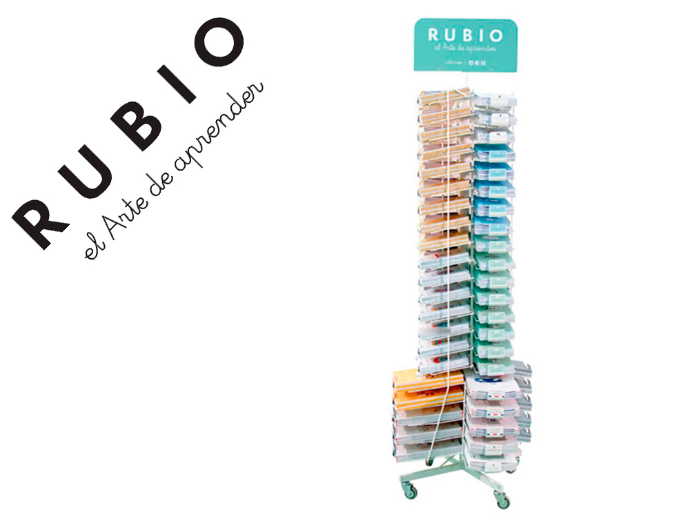 RUBIO - Expositor cuadernos 2021 metalico giratorio contenido 1400 unidades surtidas 2000x630x630 mm (Ref. EXPGIRATORIO)