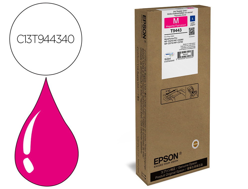 EPSON - Ink-jet wf-c5xxx series ink l magentaá 3000 (Ref. C13T944340)