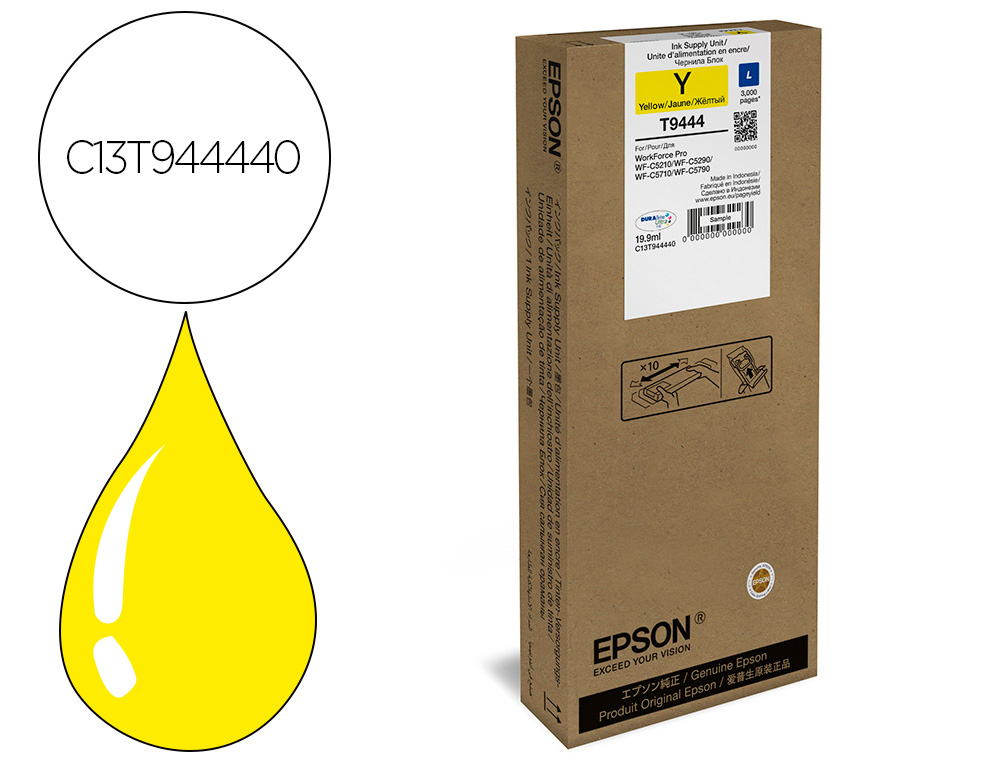 EPSON - Ink-jet wf-c5xxx series ink l amarillo 3000 (Ref. C13T944440)