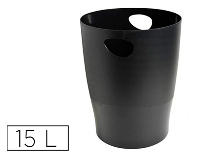 EXACOMPTA - Papelera plastico ecoblack negro 15 litros (Ref. 453014D)