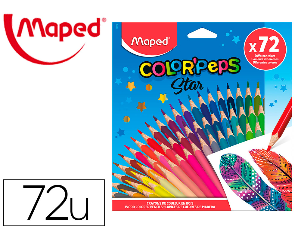 MAPED - Lapices de colores color peps star caja de 72 colores surtidos (Ref. 832072)