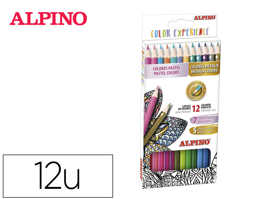 ALPINO - Lapices de colores experience acuarelable mina premium 3,3 mm special colors caja de carton de 7 colores (Ref. AL000246)