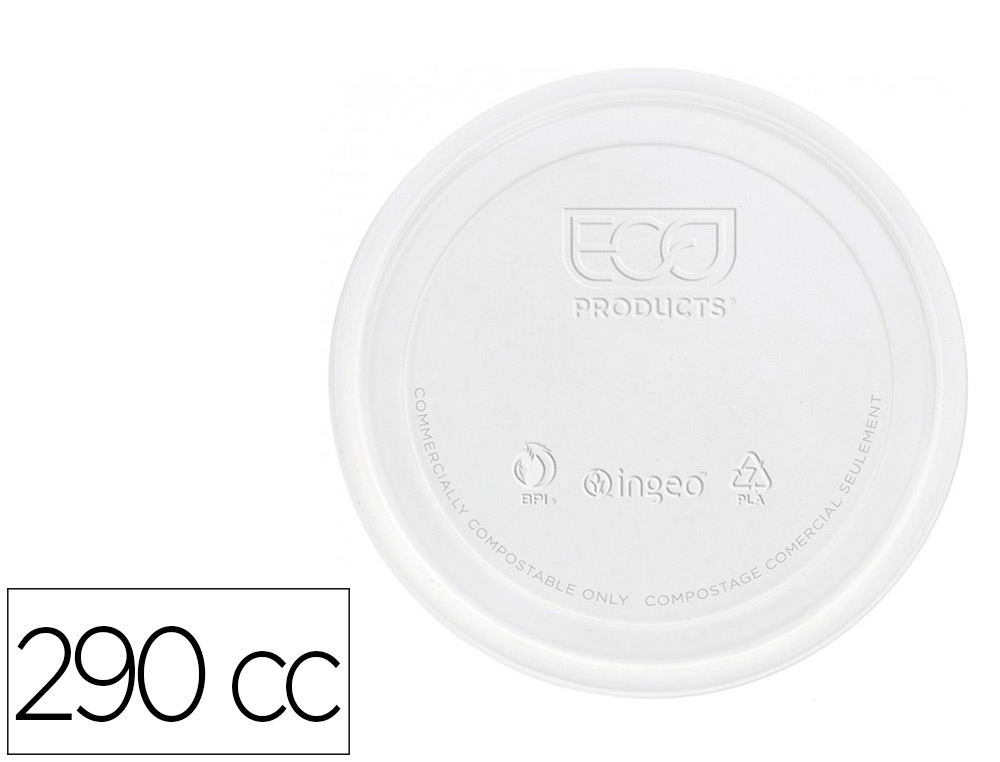 Tapa de plastico biodegradable para vaso de 290 cc paquete de 100 unidades (Ref. 102846)