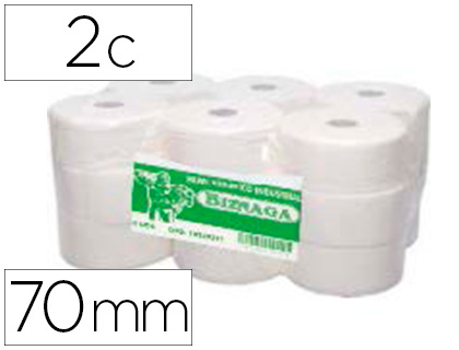 Papel higienico jumbo 2/c celulosa blanca mandril 70 mm para dispensador kf16756 (Ref. 10220211)