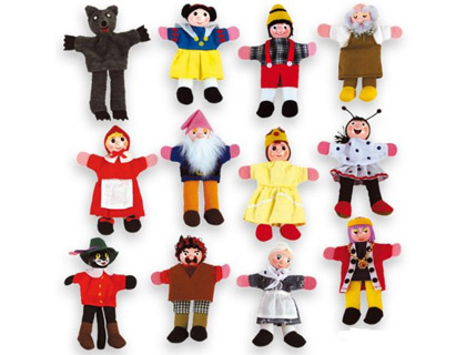 ANDREUTOYS - Juego marioneta de mano personajes cuentos infantiles surtidos 30cm caja de 12 unidades (Ref. 16010)