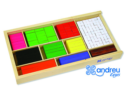 ANDREUTOYS - Juego barras de fracciones 308 piezas 32,5x17,5x4 cm (Ref. 16166)