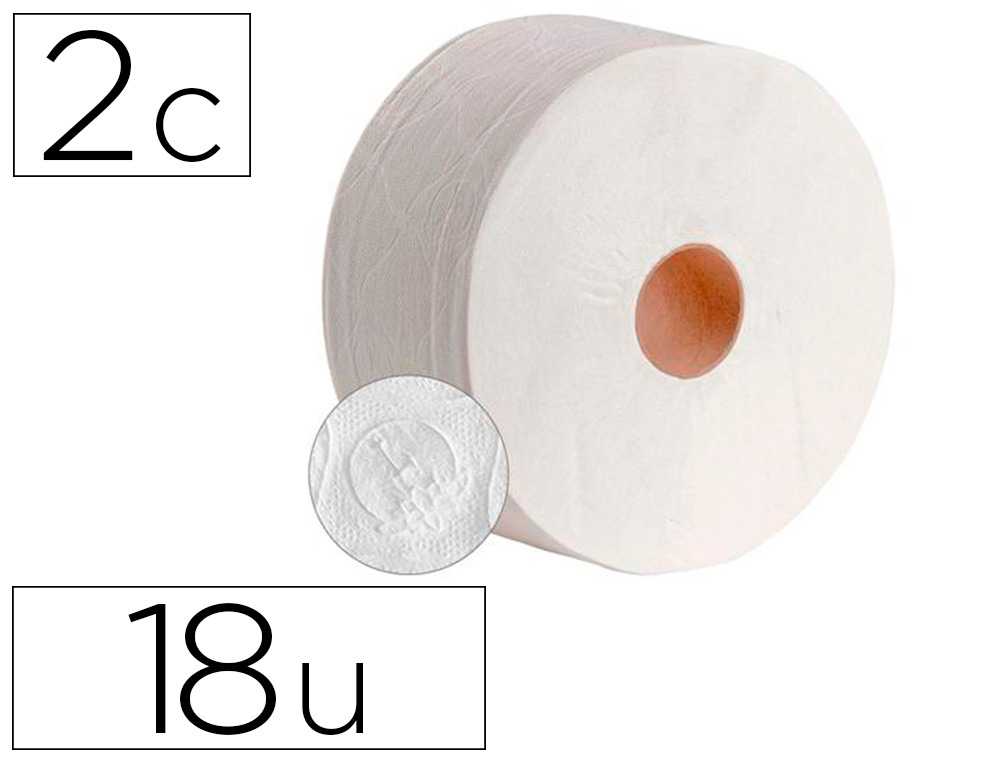 DAHI - Papel higienico jumbo 2 capas celulosa blanca 140 mt mandril 45 mm pack de 18 rollos (Ref. DJ29845)
