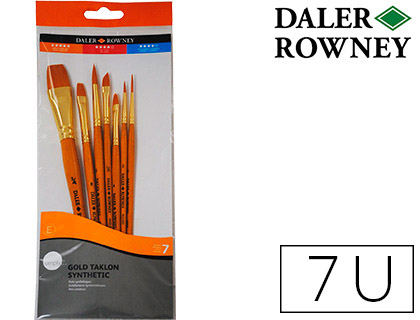 DALER ROWNEY - Pinceles simply art sintentico mango corto dorado blister de 7 unidades (Ref. 216920700)