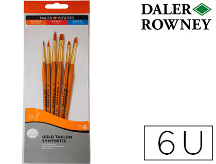 DALER ROWNEY - Pinceles simply art sintentico mango corto dorado blister de 6 unidades (Ref. 216920601)
