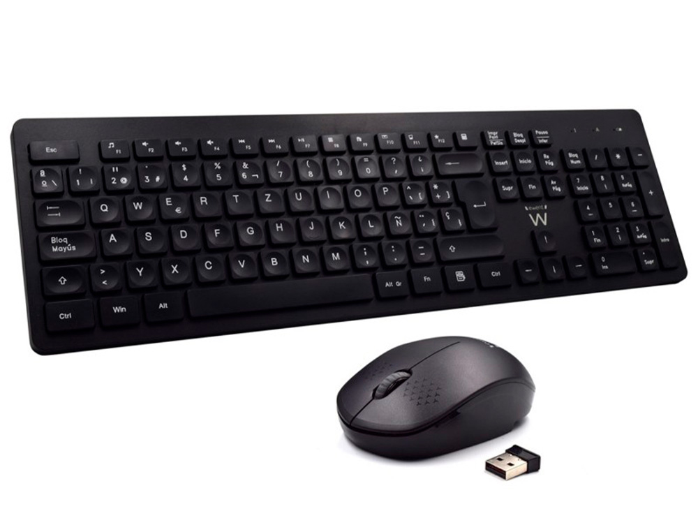 EWENT - Set teclado y raton inalambrico color negro (Ref. EW3256)