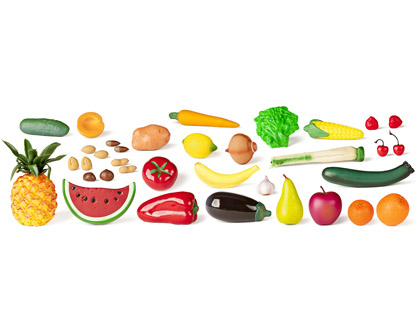 MINILAND - Juego frutas hortalizas y frutos secos 36 piezas (Ref. 30811)