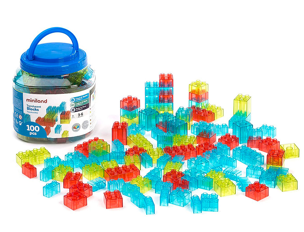 MINILAND - Juego de construccion 1000 piezas encajables de diferentes tamaños y colores 180x180x180 (Ref. 32162)
