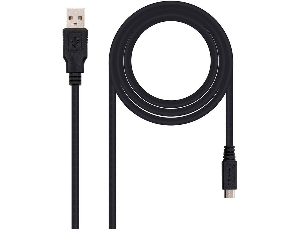 NANOCABLE - Cable usb 2.0 tipo a/m-micro usb b/m color negro longitud 0,8 m (Ref. 10.01.0500)