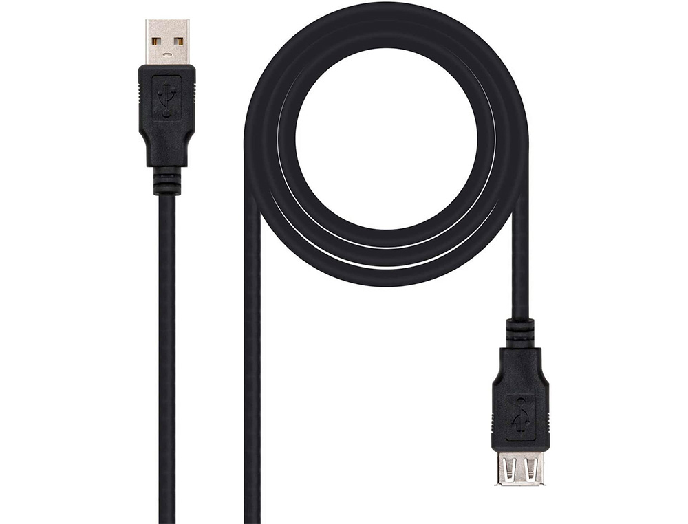 NANOCABLE - Cable usb 2.0 tipo a/m-a/h color negro longitud 1,8 m (Ref. 10.01.0203-BK)