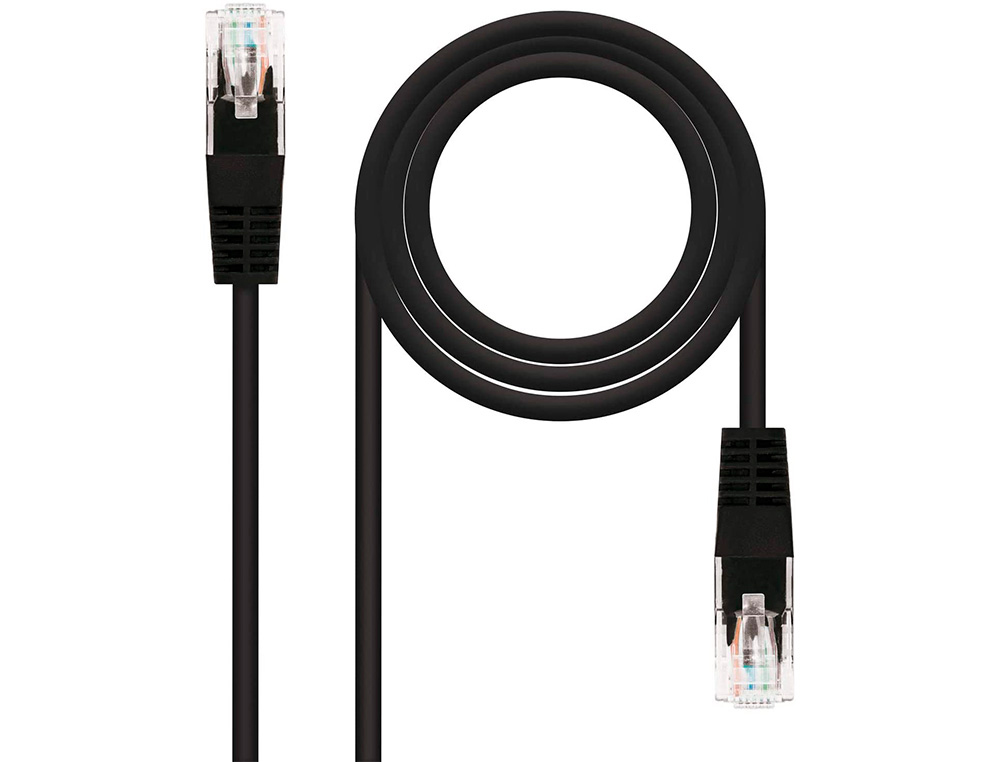NANOCABLE - Cable red latiguillo rj45 categoria 6 utp awg24 color negro longitud 1 m (Ref. 10.20.0401-BK)